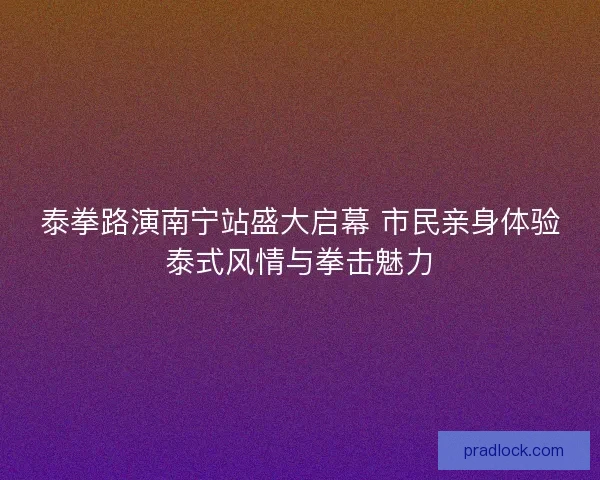 泰拳路演南宁站盛大启幕 市民亲身体验泰式风情与拳击魅力